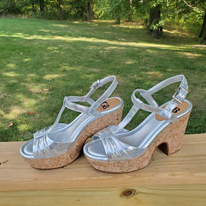 Gianni Bini Silver Platform/Wedge Sandals